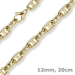 12mm Steg-Ankerarmband Armband Armkette aus 585 Gold Gelbgold 20cm