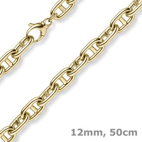 12mm Steg-Ankerkette Kette Collier Halskette aus 585 Gold Gelbgold 50cm