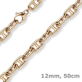 12mm Steg-Ankerkette Kette Collier Halskette aus 585 Gold Rotgold 50cm