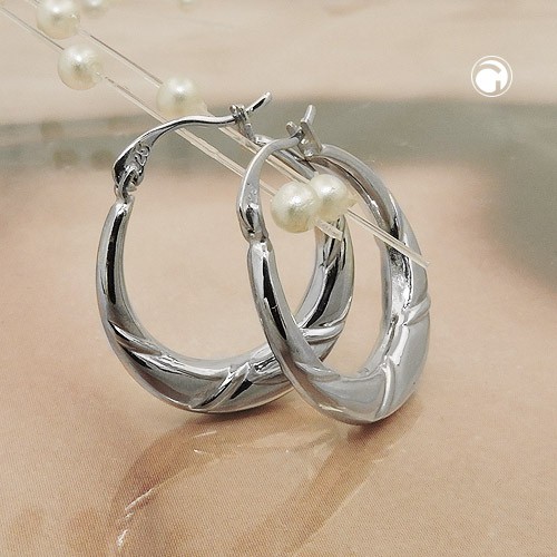 Creolen 18x3mm mit Muster 925 Silber