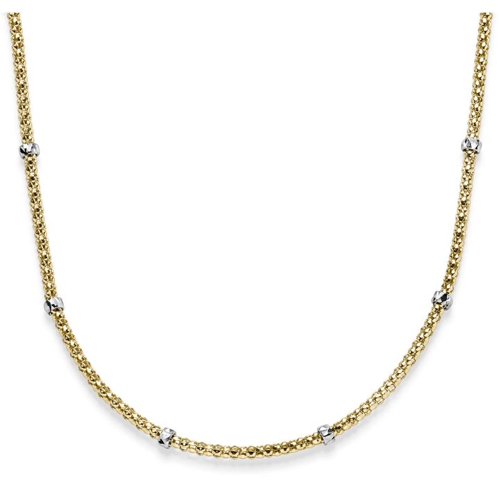 3mm Himbeer Collier mit Rollos 750 Gold gelb weiß 45cm