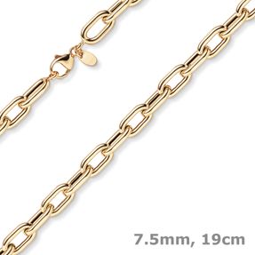 7,5mm Anker-Weit-Rechteck Armband Armkette Armschmuck 585 Gold Rotgold 19cm