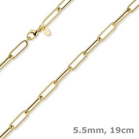 5,5mm Paper Clip Armband in Kordel-Muster Armkette aus 585 Gold Gelbgold 19cm