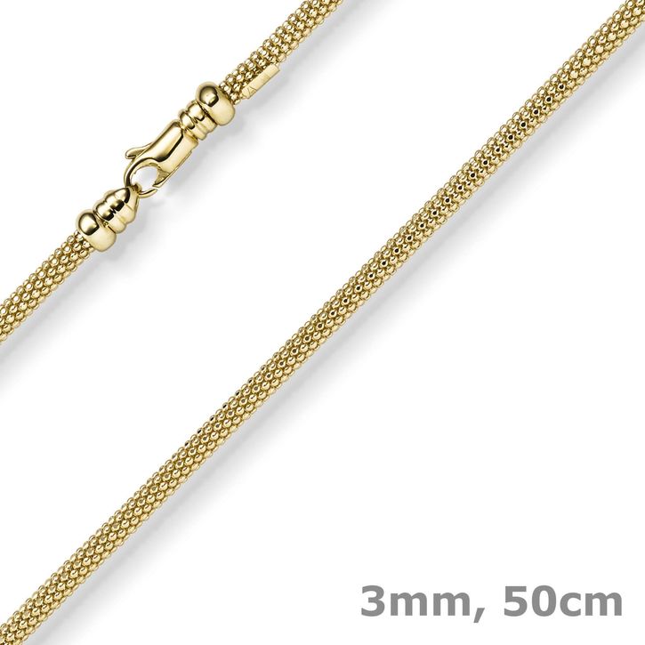 3mm Himbeer Kette aus 585 Gelbgold 50cm