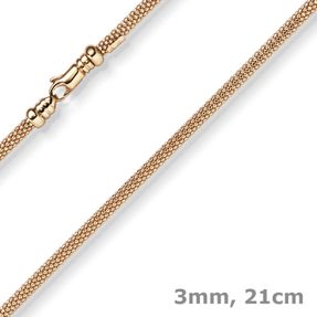 3mm Armband runde Himbeer-Kette aus 585 Gold Rotgold Armschmuck Armkette 21cm