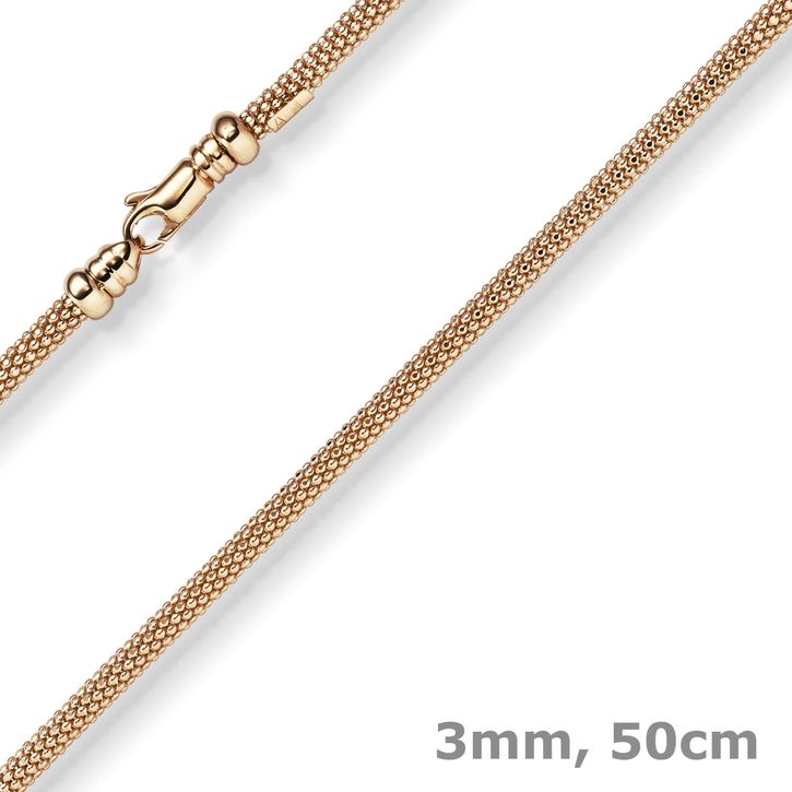 3mm Himbeer Kette aus 585 Rotgold 50cm