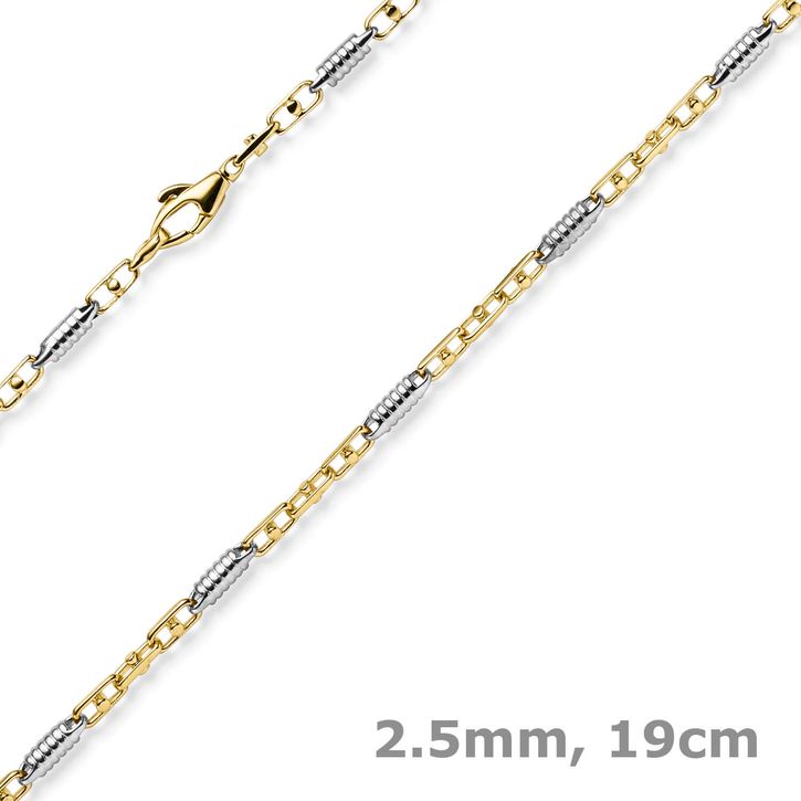 2.5mm Monte Carlo Armband aus 585 Gold bicolor 19cm