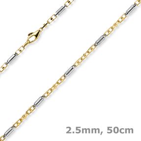 2,5mm Monte Carlo Kette Halskette aus 585 Gold Gelbgold Weißgold massiv 50cm