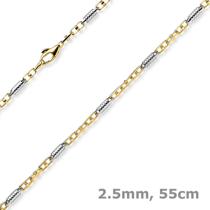 2.5mm Monte Carlo Kette aus 585 Gold bicolor massiv 55cm