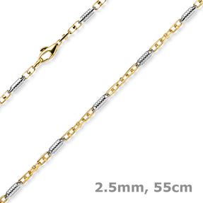 2,5mm Monte Carlo Kette Halskette aus 585 Gold Gelbgold Weißgold massiv 55cm