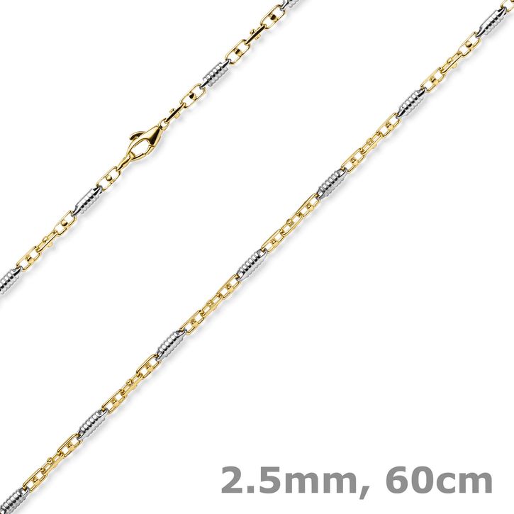 2.5mm Monte Carlo Kette aus 585 Gold bicolor massiv 60cm