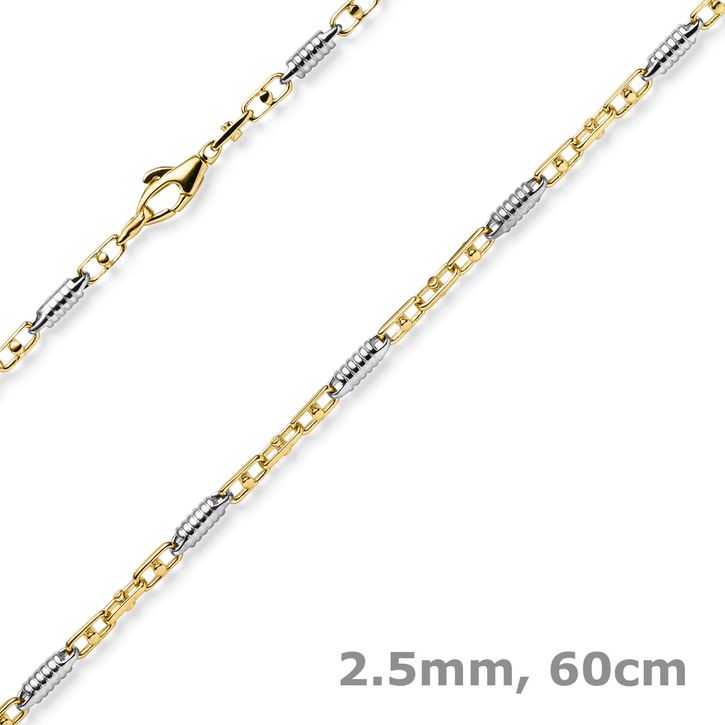 2.5mm Monte Carlo Kette aus 585 Gold bicolor massiv 60cm