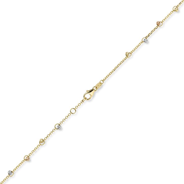 1.5mm Kette mit Kügelchen 585 Gold tricolor 45cm