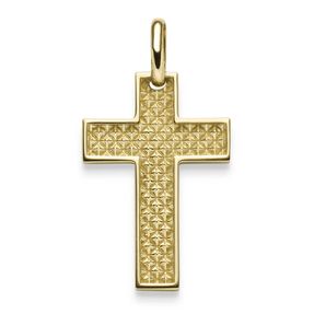 Anhänger Kreuz 36,5x20mm aus 585 Gold Gelbgold mit Struktur-Muster