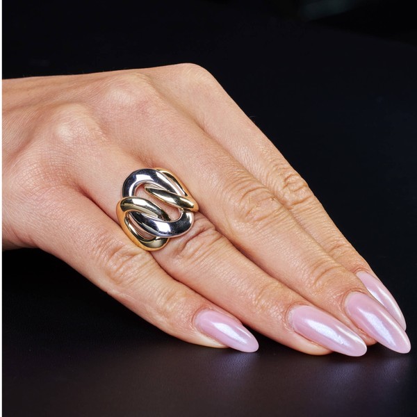 Breiter Ring aus 585 Gold gelb weiß gekreutzt B 23mm