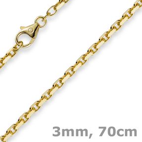 3mm Kette Collier Ankerkette aus 585 Gold Gelbgold 70cm Unisex Goldkette