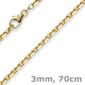 3mm Kette Collier Ankerkette aus 750 Gold Gelbgold 70cm Unisex Goldkette