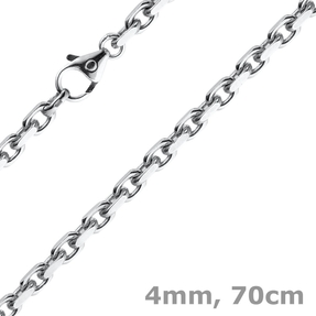 4mm Kette Collier Ankerkette Halskette aus 750 Gold Weißgold massiv 70cm