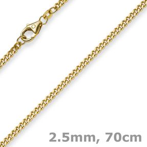 2,5mm Panzerkette Kette Collier aus 750 Gold Gelbgold Goldkette 70cm Unisex