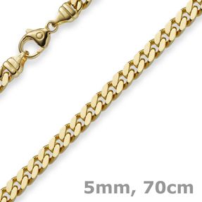 5mm Panzerkette Kette Collier aus 585 Gold Gelbgold Goldkette 70cm Herren