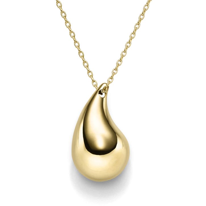 Kette mit Anhänger Tropfen 30x18mm 585 Gelbgold 45cm