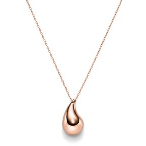 Collier Halskette mit Anhänger Tropfen 30x18mm 585 Gold Rotgold 45cm glänzend