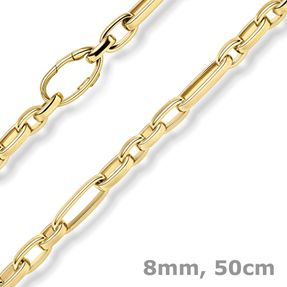 8mm Phantasie-Kette Halskette Collier aus 585 Gold Gelbgold glänzend 50cm