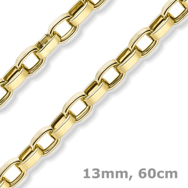 13mm Kette flache ovale Ketteglieder 585 Gold Gelbgold 60cm