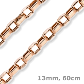 13mm Phantasie-Kette ovale Ketteglieder abgeflacht 585 Gold Rotgold 60cm