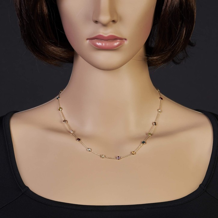 Collier aus 585 Gold mit Edelsteinen 45cm