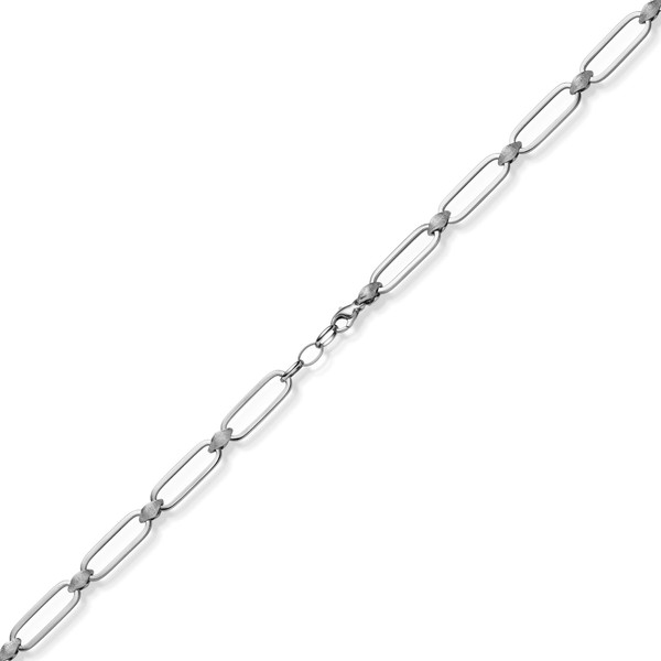 9.5mm Armband Paper-Clip aus 585 Weißgold teilmattiert 19cm