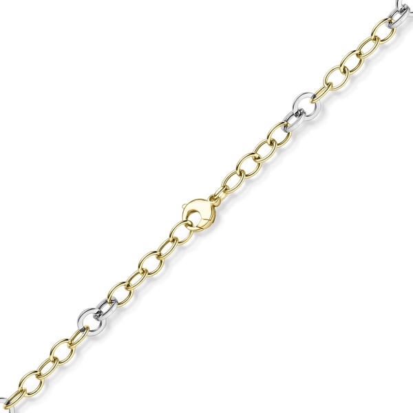 9.5mm Ringel-Armband aus 585 Gold gelb weiß 21cm