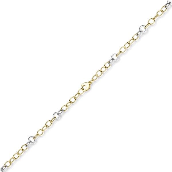 9.5mm Ringel-Armband aus 585 Gold gelb weiß 21cm