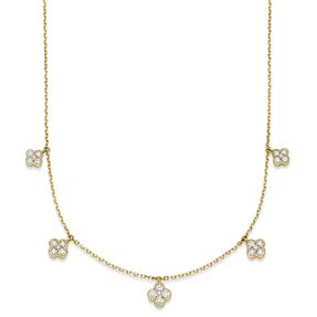 Collier 750 Gelbgold Kleeblat Blumen 25 Diamant-Brillanten 0,70 ct. TW-SI, 45cm