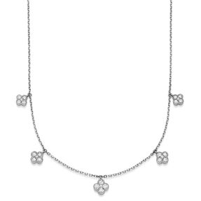 Collier 750 Weißgold Kleeblat Blumen 25 Diamant-Brillanten 0,70 ct. TW-SI, 45cm