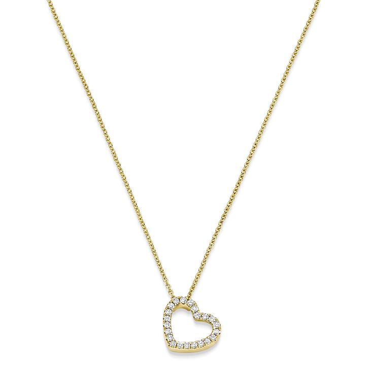 Collier Herz aus 750 Gelbgold mit 22 Diamanten 0.16 ct 42cm