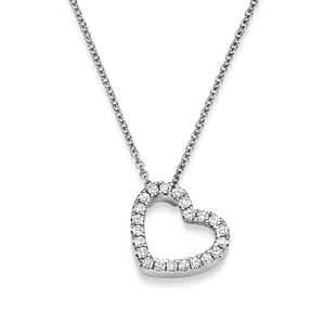 Collier Herz aus 750 Gold Weißgold mit 22 Diamant-Brillanten 0,16 ct. TW-SI 42cm