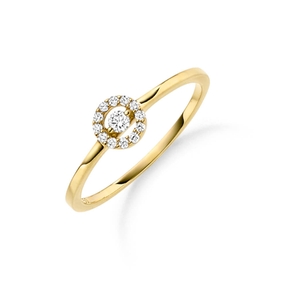 Ring aus 750 Gold Gelbgold mit 13 Diamant-Brillanten 0,12 ct TW-SI