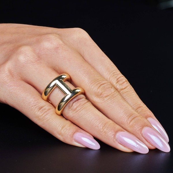 Offener Ring 585 Gelbgold Anker-Steg-Muster