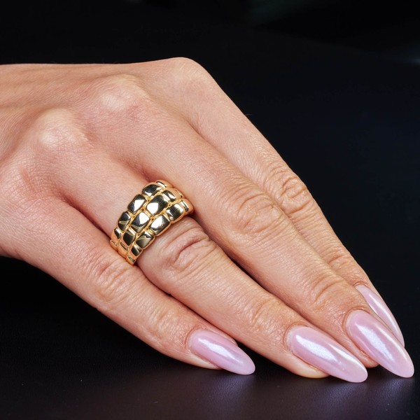 Ring mit Muster 585 Gelbgold Breite 13mm