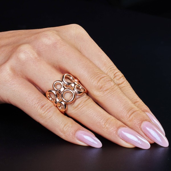 Breiter Ring mit Kreisen 585 Rotgold