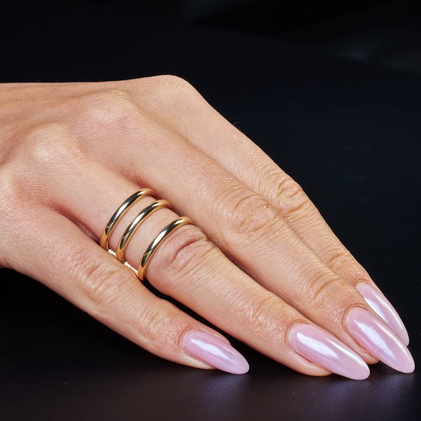 Breiter Ring 3-reihig aus 585 Gelbgold