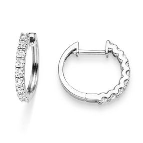Paar Creolen aus 585 Gold Weißgold mit 18 Diamant-Brillanten 0,45 ct. TW-SI