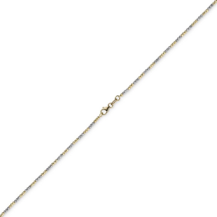 1.8mm Kugelarmband 750 Gelbgold Weißgold 17cm