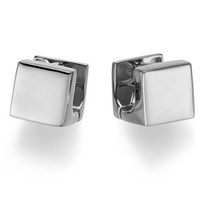 Ohrringe Creolen Cube 9,5x9,5mm 750 Gold Weißgold glänzend eckig Ohrschmuck