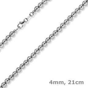 4mm Armband Armkette Kugelkette diamantiert aus 585 Gold Weißgold 21cm