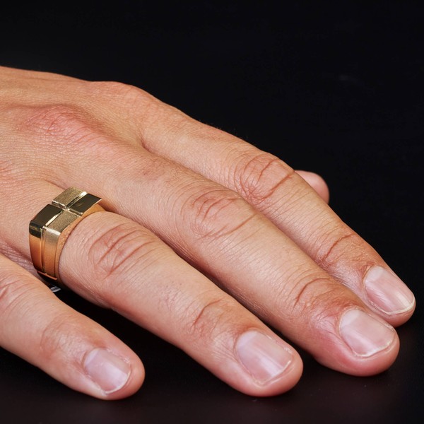 Herrenring Kreuz Rechtecke flach 585 Gelbgold