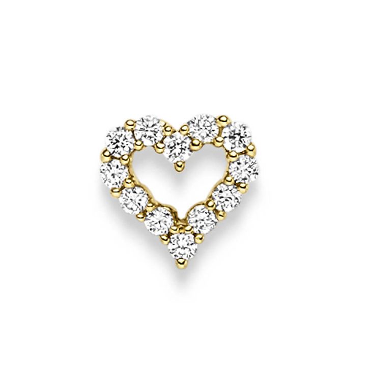 Anhänger Herz 8mm 750 Gelbgold 12 Diamanten 0.20 ct