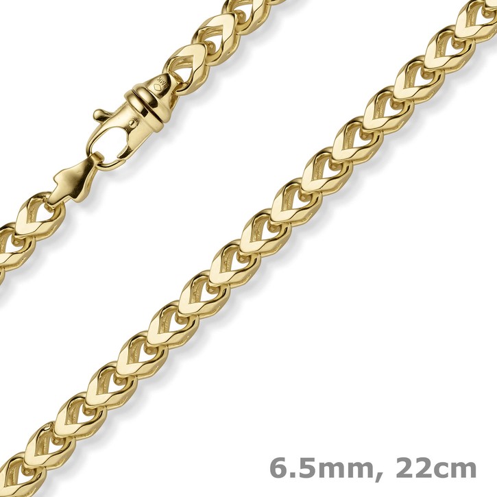 6.5mm Franco Armband aus 585 Gelbgold massiv 22cm