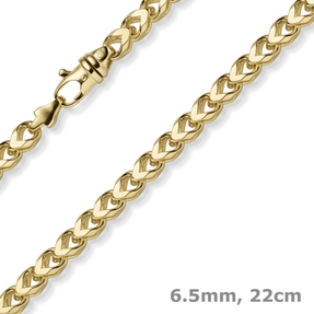 6,5mm Franco Armband Armkette Armschmuck aus 585 Gold Gelbgold massiv 22cm